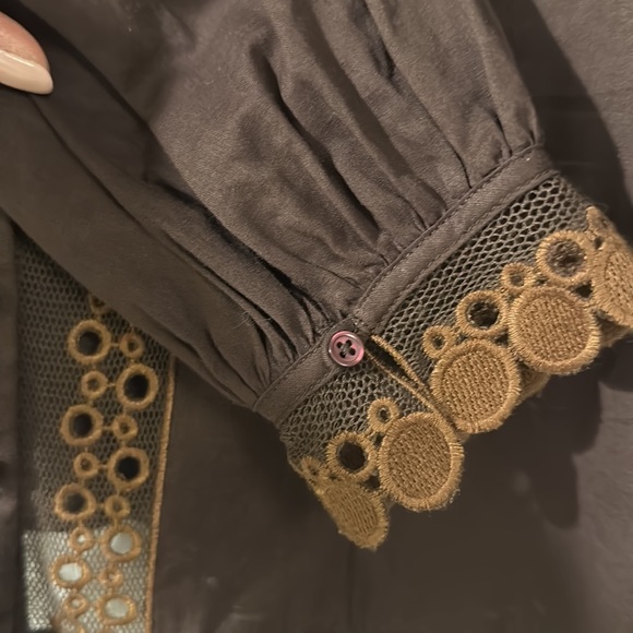 NWOT. Chocolate brown button down blouse by Catherine Malandrino. Fits like 2/XS - Picture 3 of 4